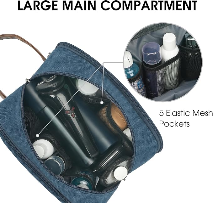 WANDF Travel Toiletry Bag for Men, Canvas Shaving Dopp Kit | Wet Separation, Water-Resistant Fabric, Travel Bag for Toiletries, Shaving Accessories, Weekend Trips - Image 2
