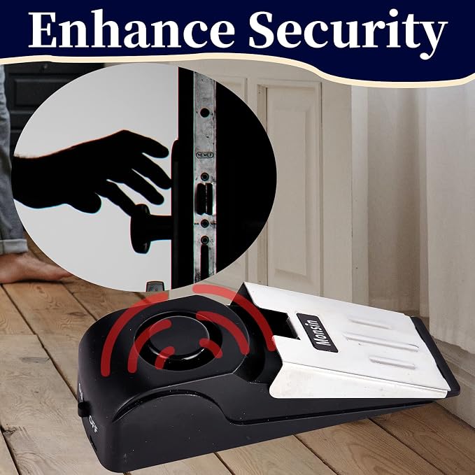 Door Stop Alarm, Door Stopper with 120DB Security Alarm, Floor Wedge Doorstop for Travel Apartment Home House (Pack of 3) - Image 6