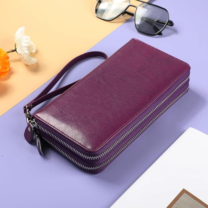 Small Compact Women Wallet RFID Blocking Genuine Leather Bifold Purse with ID Windows - Image 3