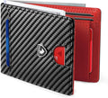 GSOIAX Slim Wallet for Men RFID Blocking Bifold Wallet Carbon Fiber Front Pocket Wallet with 11 Card Holder Minimalist Mens Wallet with Gift Box(Carbon Black and Red) by GSOIAX