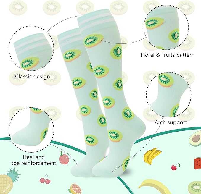 fenglaoda Compression Socks for Women Men Support Circulation 6 Pairs Socks For Nurse, Travel, Flight - Image 2