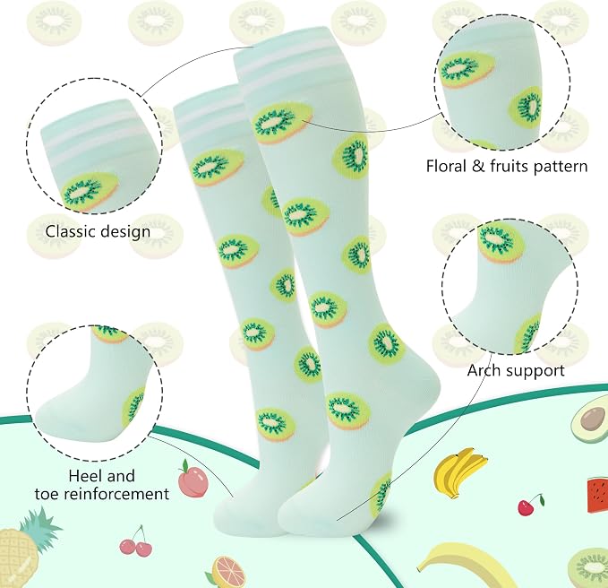 fenglaoda Compression Socks for Women Men Support Circulation 6 Pairs Socks For Nurse, Travel, Flight - Image 2