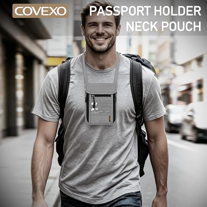 Neck Wallet with RFID Blocking - Hidden Travel Passport Holder Pouch | Concealed Under Clothing, Anti-Theft Security | Adjustable & Lightweight for Vacation, Airports - Image 6