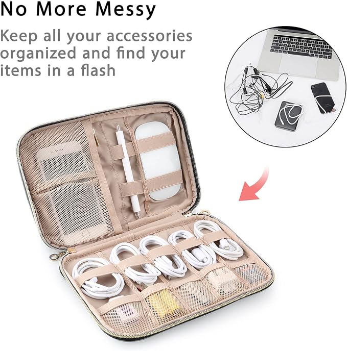 BAGSMART Electronics Organizer Travel Case, Travel Cable Organizer Bag for Travel Essentials & Accessories for Women, Cord Organizer for Phone, SD Card, Grey - Image 4