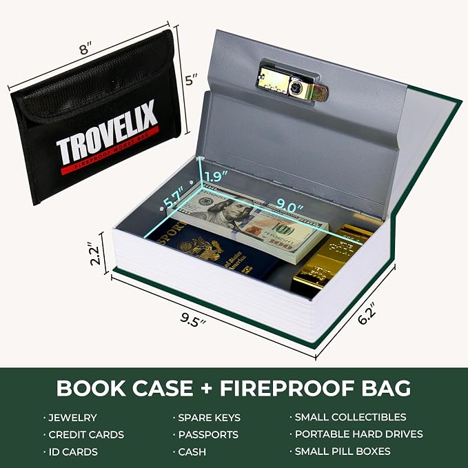 Book Safe with Combination Lock, Hidden Safe (9.5 x 6.2 x 2.2 Inch) with Fireproof Bag, Secret Diversion Safe, Hollow Book Box Hidden Storage, Money Safe Box for Cash (Pride and Prejudice) - Image 3
