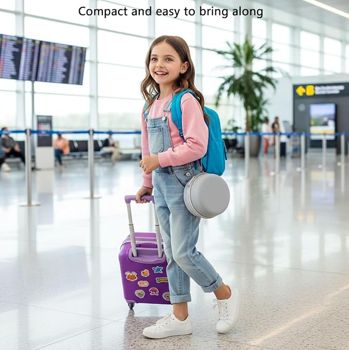 Kids Travel Pillow - Memory Foam Soft Airplane Neck Pillow for Head Neck Support,Compact Design with Hard Case,for Airplane,Car,Home Recliner,or Toddler Travel Support (Kids Pillow-Pink) - Image 3