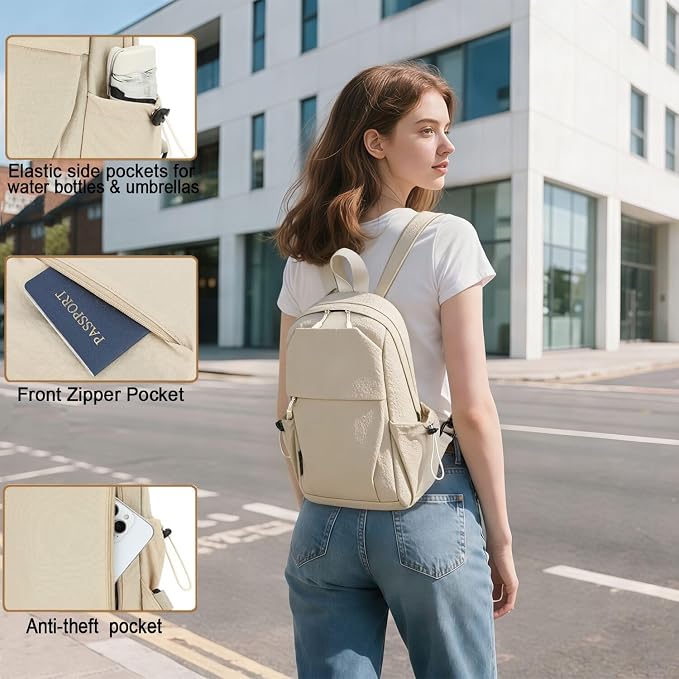 Carbon Lined Backpack,Waterproof Zipper Sling Backpack,Travel Chest Shoulder Bag,Lightweight Unisex Crossbody Casual Daypack for Men & Women(Beige) - Image 5