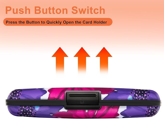 Mayski Credit Card Holder for Women RFID Blocking Wallet, Colorful Flowers | Card Wallets for Women Small Mini Business Metal Accordion Aluminum Alloy Hard Case for Men - Image 6