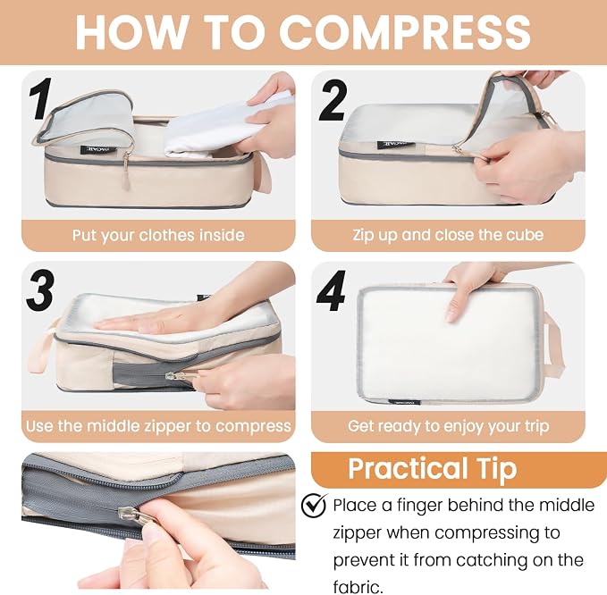 BAGAIL 6 Set Ultralight Compression Packing Cubes Packing Organizer for Travel Accessories Luggage Suitcase Backpack - Image 4