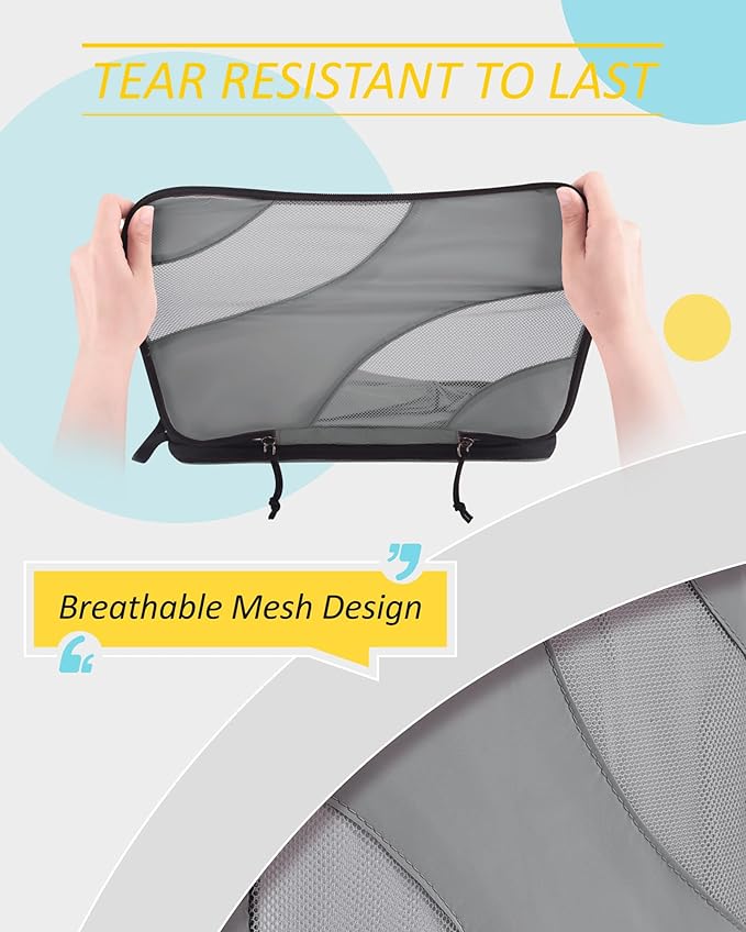 BAGSMART Compression Packing Cubes for Travel | Lightweight suitcase organizers bag set, space-saving double zipper expansion for carry-on luggage & travel organization - Image 5