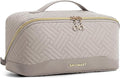 BAGSMART Makeup Bag Cosmetic Bag, Travel Makeup Bag,Water-resistent Makeup Bags for Women Portable Pouch Open Flat Make Up Organizer Bag for Toiletries, Brushes, Tranquil Gray by BAGSMART