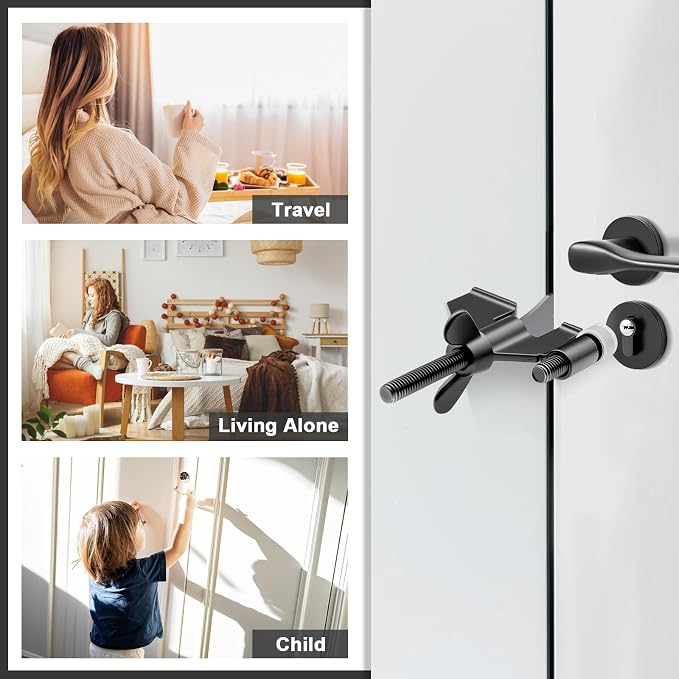 AceMining Portable Door Lock, Hotel Travel Door Lock Security for Home | Hotel Safety Device for Door Security, Portable Lock for Hotel Room, Apartment, College Dorm and Travel - Image 8