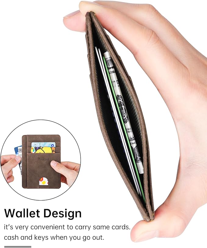 Teskyer Slim Minimalist Wallet for Men, RFID Front Pocket Card Holder | Ultra Slim Front Pocket Design, 8 Card Slots, RFID Protection, Smooth Faux Leather for Everyday Carry - Image 2