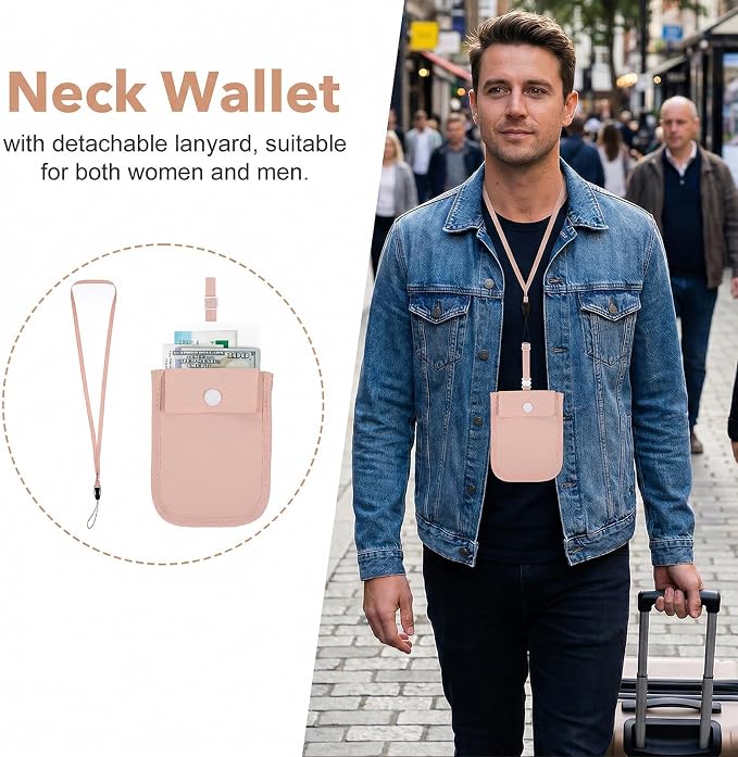 RFID Blocking Hidden Bra Wallet, Travel Money Pouch With Adjustable Strap, Money Belt for Travel Women Hidden, Secret Pocket for Valuables(Pink) - Image 7