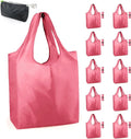 BeeGreen Pink Reusable Grocery Bags with Elastic Band Pink Reusable Shopping Bags Bulk 50LBS X-Large Foldable-Machine Washable-Heavy Duty 10 Pieces by BeeGreen