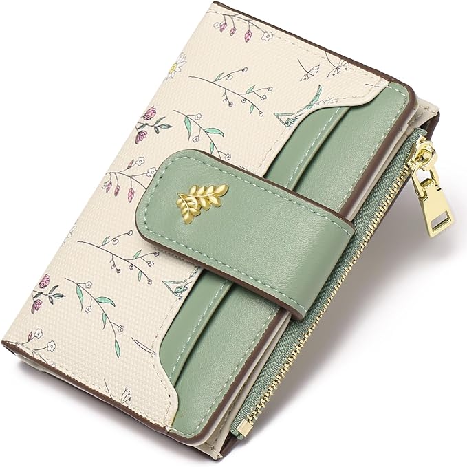 GAEKEAO Small Wallets for Women RFID Blocking Leather Bifold Zipper Pocket Wallet Credit Card Holder with ID Window by GAEKEAO
