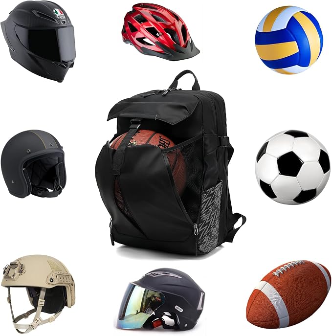 Motorcycle Backpack, 17'' Laptop Compartment, High-Density Nylon, Adjustable Helmet Holder, Reflective, Waterproof for Outdoor Enthusiasts | Motorcycle Helmet Storage Backpack Also Fit Basketball Football Soccer,Reflective, Riding & Daily Commute Gift ... - Image 4
