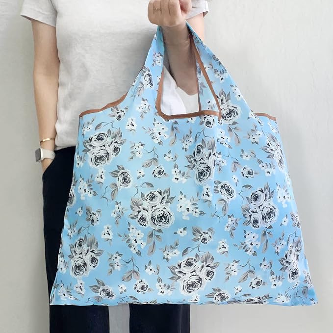 allydrew Large Foldable Tote Nylon Reusable Grocery Bags - Image 2