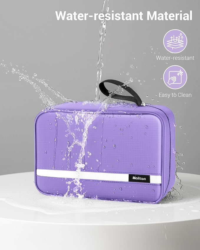 Maliton Toiletry Bag for Men & Women Travel Toiletry Bag Hanging Toiletry Bag Hygiene Organizer with 4 Compartments Waterproof Bathroom Shower Bag Large Toiletries Travel Bag (Purple) - Image 4