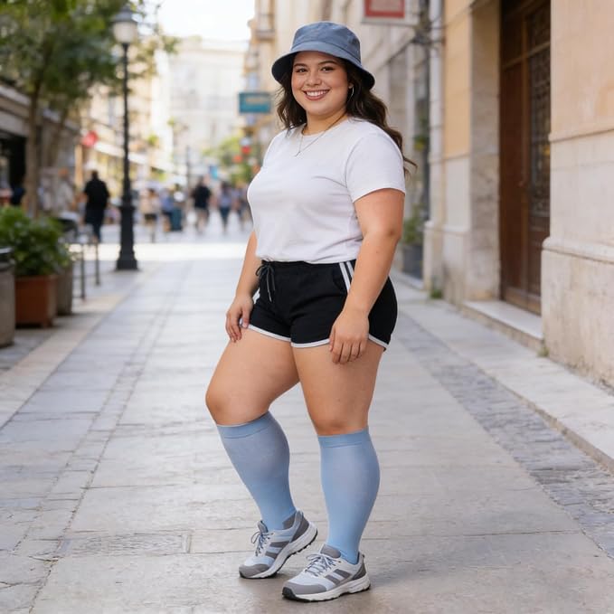 Abodhu Plus Size Compression Socks for Women& Men 15-20mmHg Wide Calf Knee High Socks - Image 3