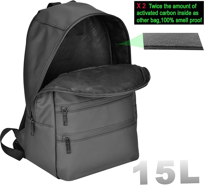 Small Backpack Bag-Water Resistant Daypack Travel bag with Activated Carbon Lined for Men & Women Travel (Black) - Image 3