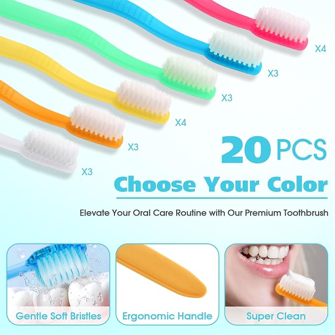 LemonRoad 40 Pcs Travel Toothbrush Holder Sets 20 Disposable Toothbrush Individually Wrapped 20 Portable Tooth Brush Case Covers with Ventilation Holes for Travel, Home, Camping, Hotel(Candy) - Image 3
