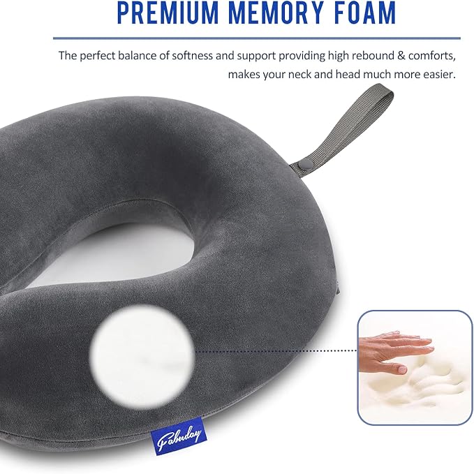 Travel Pillow Memory Foam for Airplanes - Neck Pillow for Traveling, Car, Home, Flight Pillow for Sleeping with Attachable Snap Strap Soft Washable Cover, Provide Head Neck Support Rest, Dark Gray - Image 4