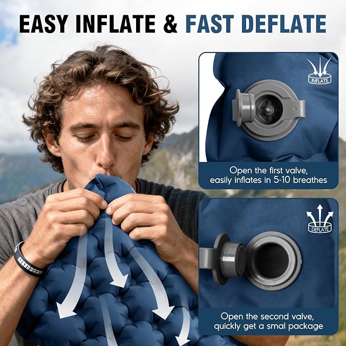 Inflatable Seat Cushion Portable Stadium Seat Lightweight Air Pad | Travel Cushion Airplane Seat for Long Flights Camping Hiking Bleacher Soccer Games Outdoor Events Office Chairs (Navy Blue) - Image 4