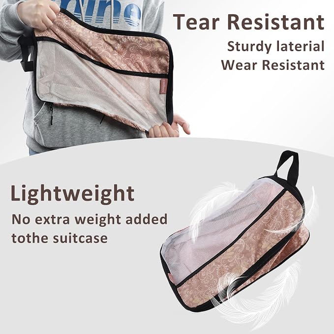 U+U 4 Set Compression Packing Cubes, Travel Organizers (Paisley Pattern) | Space-Saving & Lightweight Travel - Image 4