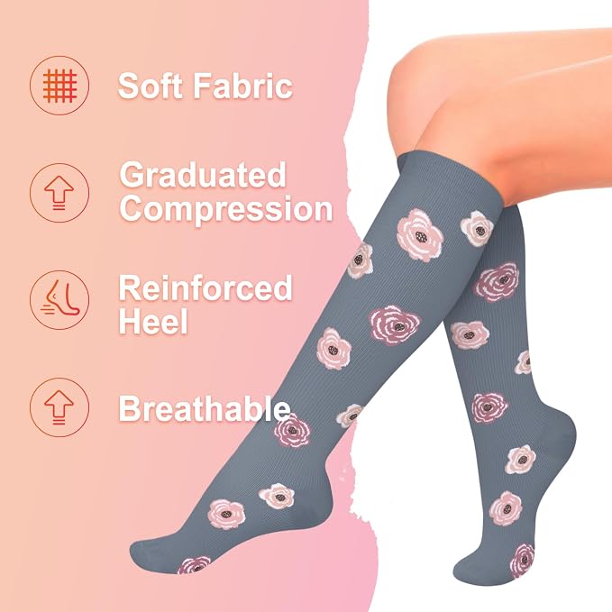 4 Pairs Compression Socks for Women Circulation-Best Support for Nurses,Running,Athletic,Travel - Image 5