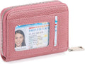 RFID Credit Card Holder,Small Genuine Zipper Leather Card Case Wallet for Women by FALANMULE