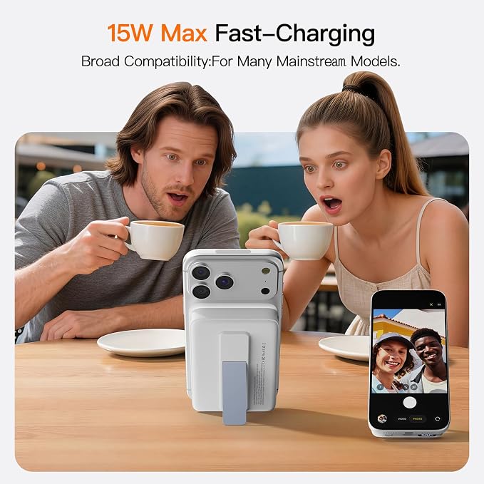 No More Forget Cables! 10000mAh Ultra Slim Magnetic Power Bank, Built-in USB-C & iPhone Cable, 20W Portable Charger with Foldable Stand, for iPhone 17/16/15/14/13/12 Series - Image 2