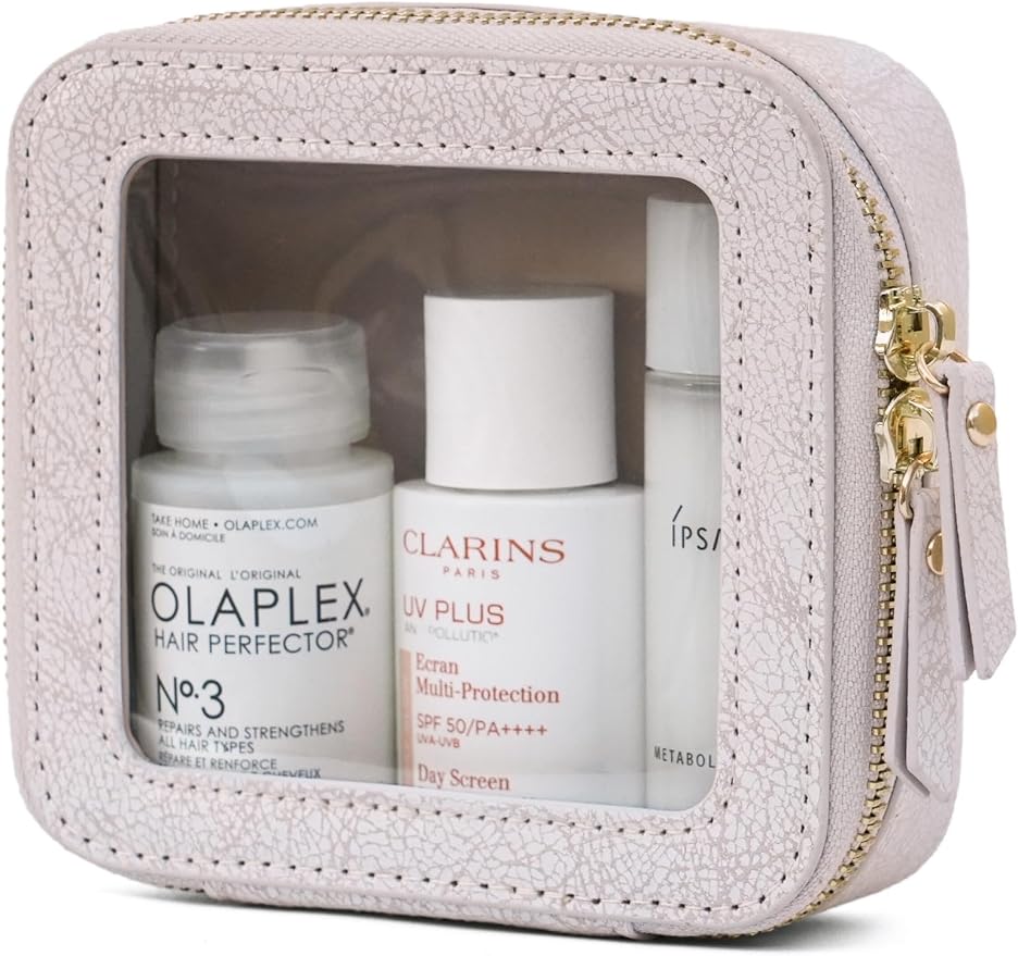Clear Makeup Bag Travel Cosmetic Case Transparent Toiletry Bag with Zipper, Portable Make Up Organizer Traveling Compact Car Bag for Essentials, Light Pink, Mini by POPVIBE