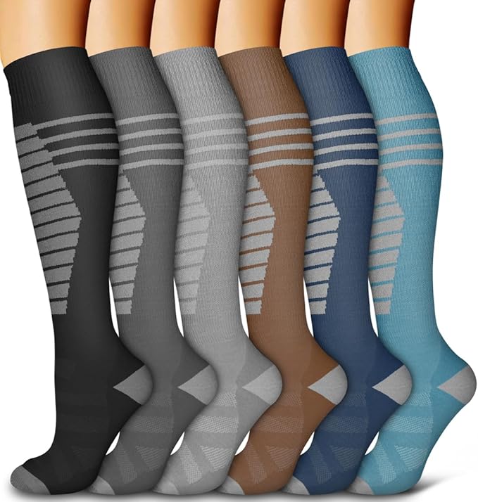 6 Pack Copper Compression Socks for Women and Men Circulation-Best Support for Medical,Running,Nursing,Athletic by Bluemaple