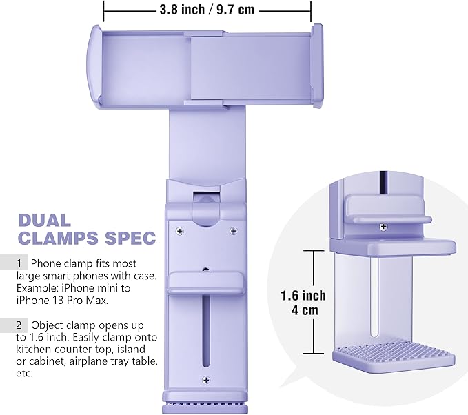 Perilogics Airplane Phone Holder Mount Universal in Flight Hands Free Viewing with Multi-Directional Dual 360 Degree Rotation (Lavender) - Image 6