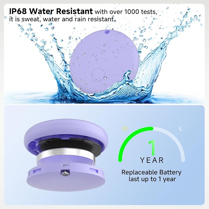 5 Pack Air Smart Tags for Apple Find My, IP67 Waterproof Bluetooth Smart Trackers for Keys, Luggage, Wallet, (iOS Only) Key Finder with Replaceable Battery, Bluetooth Item Finder - Image 6