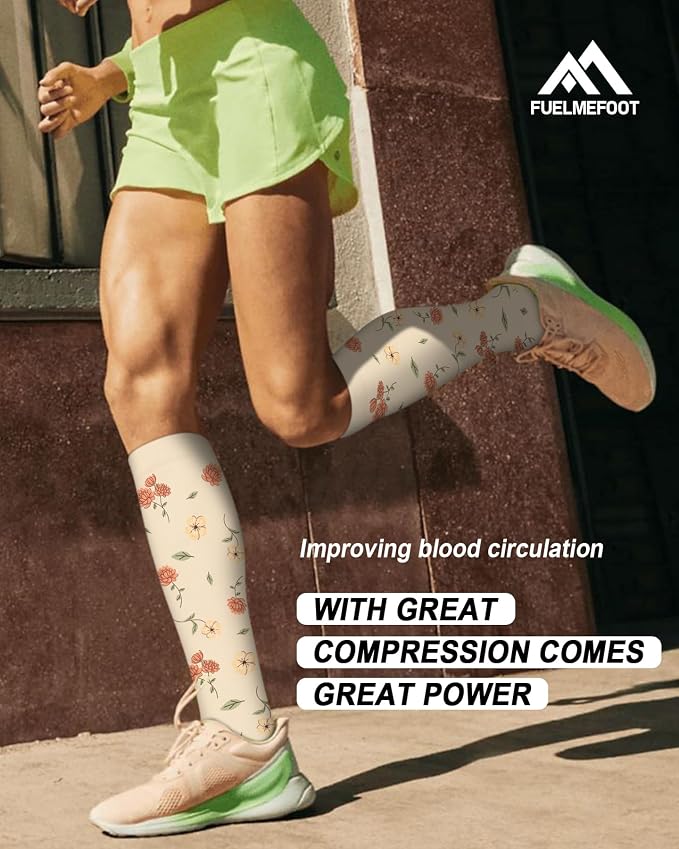 6 Pairs Compression Socks for Women & Men 15-20mmHg Knee High Socks | Graduated Compression Socks Supports Circulation, Ideal for Nurses Pregnancy, Travel, Flying, Running & Daily Wear - Image 2