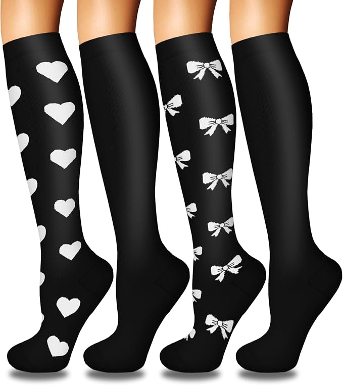4 Pairs Compression Socks for Women Circulation-Best Support for Nurses,Running,Athletic,Travel by Iseasoo