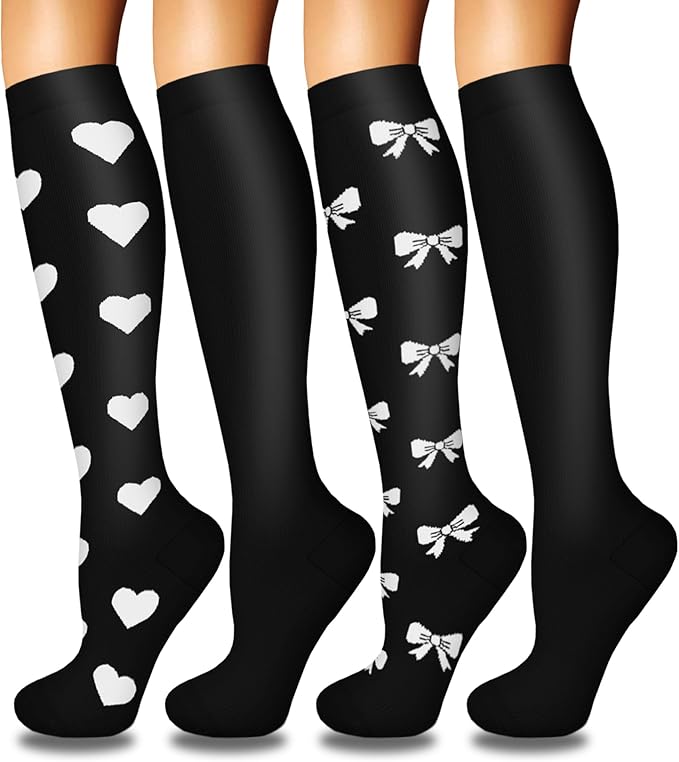 4 Pairs Compression Socks for Women Circulation-Best Support for Nurses,Running,Athletic,Travel by Iseasoo