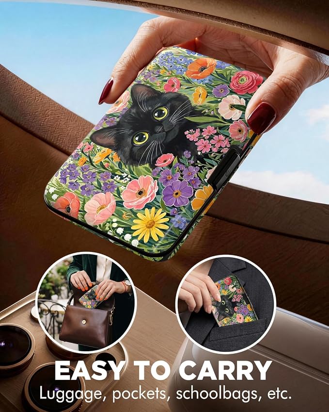 Maicican RFID Blocking Aluminum Credit Card Holder | Slim Metal Wallet for Women & Men, Business Card Case for Travel, Fits Front Pocket, Card holder wallet - Flower Cat - Image 4
