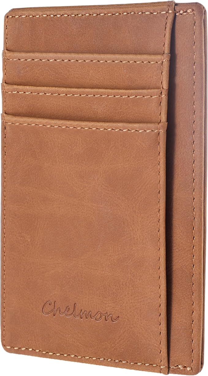 Chelmon Slim Wallet for Men, Minimalist Front Pocket RFID Blocking Credit Card Holder by Chelmon
