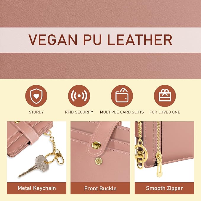 Jogjam Rfid Women Wallet, Small Slim Thin Compact Credit Card Holder | PU Leather Bifold Cash Zipper Coin Pocket ID Window, for Female Ladies Teen Girls Girly Gifts - Image 6