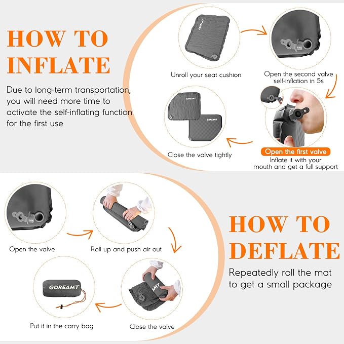 Inflatable Seat Cushion, Portable Self-Inflating Stadium Seat Cushion - Image 5