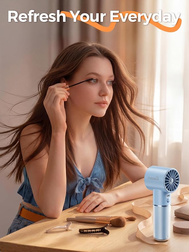 Handheld Portable Fan, 6-Speed Rechargeable Powerful Mini Fan | 5000mAh Battery Up to 15 Hours Runtime, Smart LED Display, Pocket Turbo Personal Fan for Travel, Camping, Makeup - Image 6