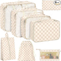KPX 8 Set Packing Cubes for Travel, Luggage Packing Organizers Accessories Large Toiletries Bag for Clothes Shoes Cosmetics (Two-tone Khaki) by KPX