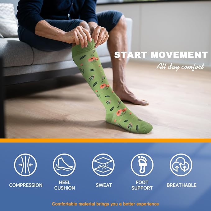 cerpite Compression Socks for Women & Men 6 Pairs Knee High Compression Socks 20-30 mmhg Best for Running,Nurse,Travel - Image 6