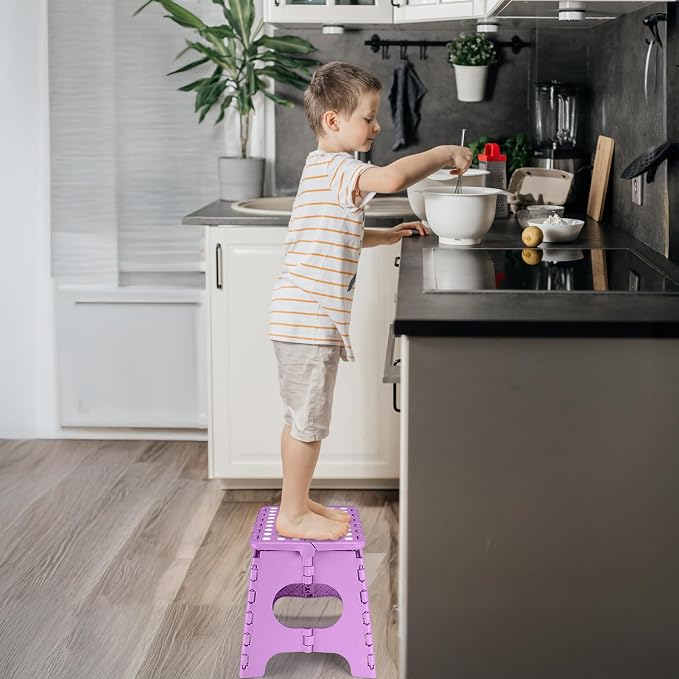 Delxo Folding Step Stool 11 Inch,300 Lbs Step Stool for Kids&Adults Purple | Foldable Step Stool 11",Non-Slip Foot Stools with Handle,Lightweight Collapsible stools for Kitchen,Bathroom,Bedroom,Garden - Image 3