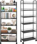6 Tier Rolling Storage Cart on Wheels, Slim Tall Narrow Storage Shelf for Small Spaces, Metal Utility Cart Freestanding Mobile Shelving Rack with Wheels for Kitchen, Bathroom, Laundry Room by Unknown