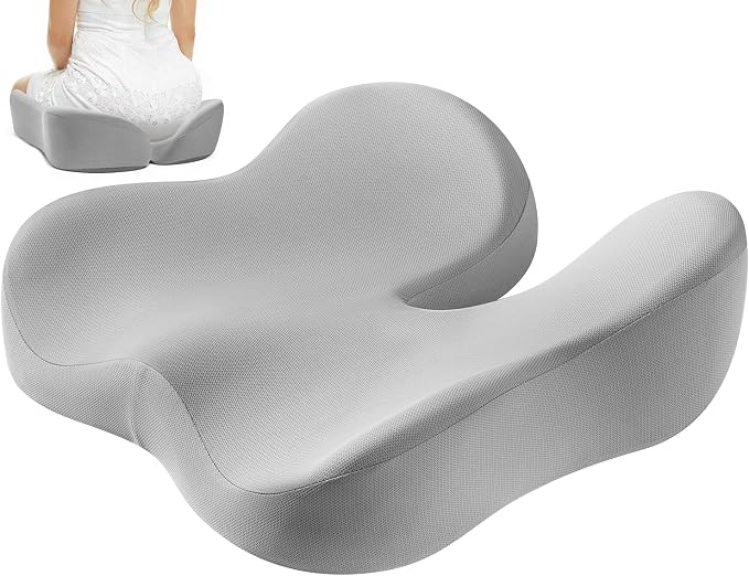 Seat Cushion for Tailbone & Sciatica Pain Relief | Certified & Ergonomist-Designed,Tapered Front Edge Reduces Thigh Pressure,Wide Memory Foam for Office Chair, Car, Wheelchair by DreamerCar