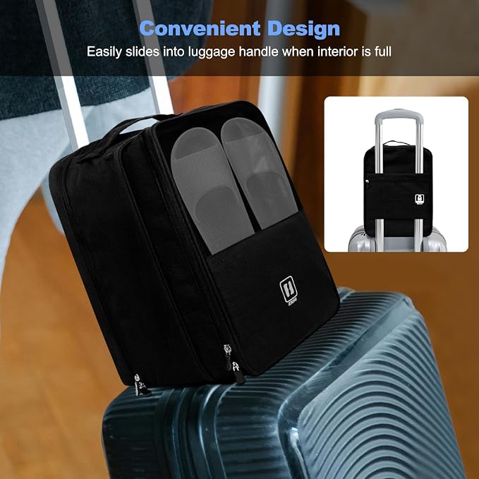 Travel Shoe Bag,Holds 3 Pairs of Shoes, for Travel&Daily Use | Large Capacity Shoe Bags for Travel,Golf Shoe Bag,Portable Dance Shoe Storage Pouch,Sneaker Storage Bag ,Black - Image 4